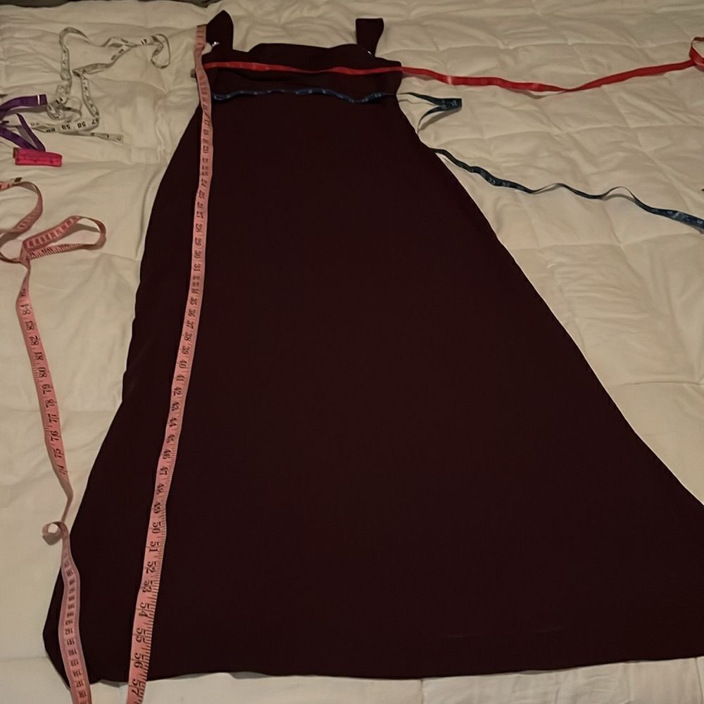 Michaelangelo Dress Sz 8 Plum Purple Diamond Accent Ruched Scoop Neck Maxi Lined - Picture 11 of 11